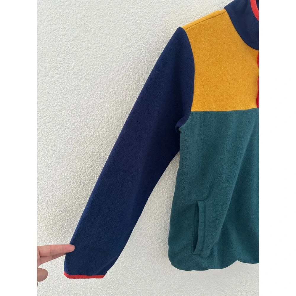Hanna Andersson Fleece Pullover Jacket Kids Multicolor Colorblock Snap Neck 12
